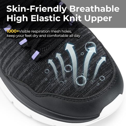 FitVille Women's Slip On Sneakers Wide Shoes Hands Free Running Shoes Slip-On Walking Shoes for Flat Feet Plantar Fasciitis Heel Pain Relief - Cloud Walker V7 in Saudi Arabia