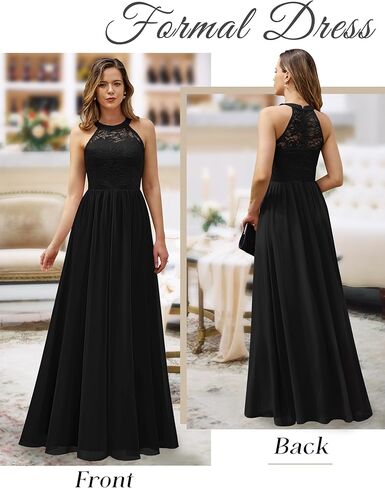 Wedtrend Women's Formal Dress, Halter Long Prom Dress Floral Lace Bridesmaid Dresses in Kuwait