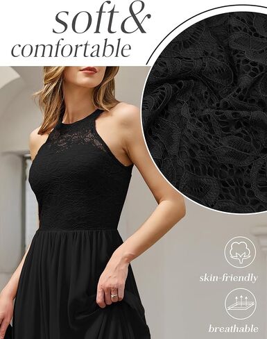 Wedtrend Women's Formal Dress, Halter Long Prom Dress Floral Lace Bridesmaid Dresses in Kuwait