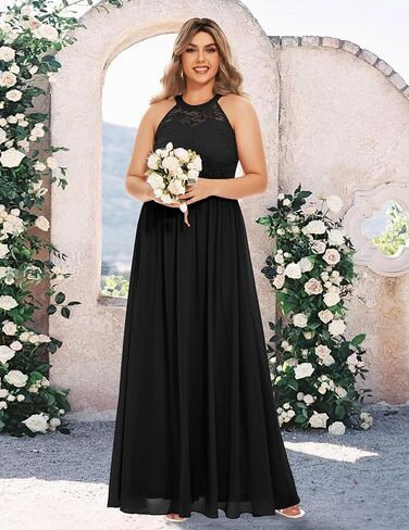 Wedtrend Women's Formal Dress, Halter Long Prom Dress Floral Lace Bridesmaid Dresses in Kuwait