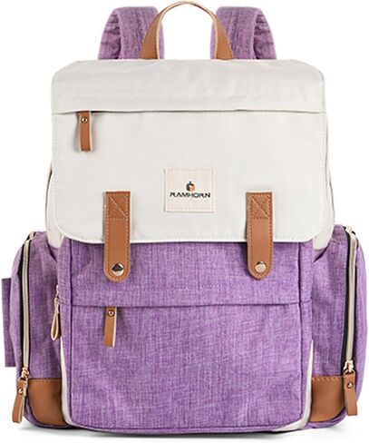 Ramhorn Diaper Bag Multifunction Travel Backpacks for Mom with Insulated Pockets and Laptop Compartment, purple in Saudi Arabia