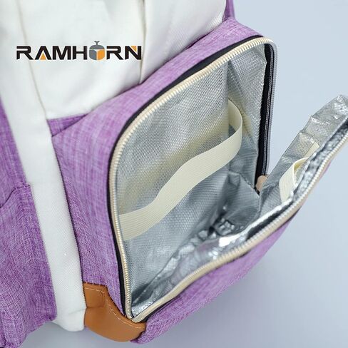 Ramhorn Diaper Bag Multifunction Travel Backpacks for Mom with Insulated Pockets and Laptop Compartment, purple in Saudi Arabia