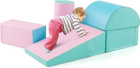 Costzon 5 Pieces Climbing Toys for Toddlers, Soft Foam Block Play Structures Infants Climbers for Child Development, Waterproof Kids Climbing Toys Indoor for Preschool Baby in Saudi Arabia