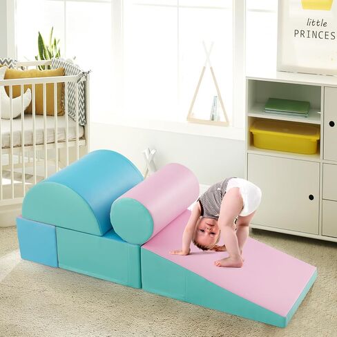 Costzon 5 Pieces Climbing Toys for Toddlers, Soft Foam Block Play Structures Infants Climbers for Child Development, Waterproof Kids Climbing Toys Indoor for Preschool Baby in Saudi Arabia