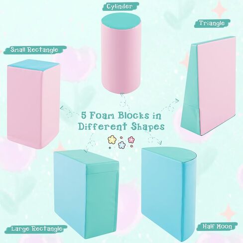 Costzon 5 Pieces Climbing Toys for Toddlers, Soft Foam Block Play Structures Infants Climbers for Child Development, Waterproof Kids Climbing Toys Indoor for Preschool Baby in Saudi Arabia