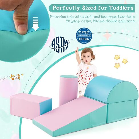 Costzon 5 Pieces Climbing Toys for Toddlers, Soft Foam Block Play Structures Infants Climbers for Child Development, Waterproof Kids Climbing Toys Indoor for Preschool Baby in Saudi Arabia