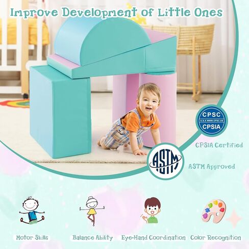 Costzon 5 Pieces Climbing Toys for Toddlers, Soft Foam Block Play Structures Infants Climbers for Child Development, Waterproof Kids Climbing Toys Indoor for Preschool Baby in Saudi Arabia