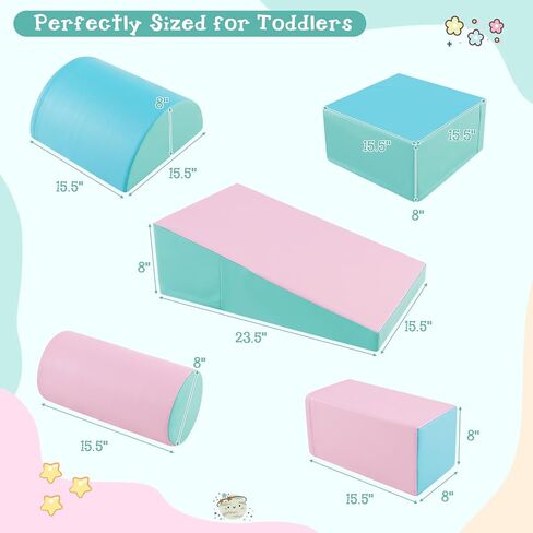 Costzon 5 Pieces Climbing Toys for Toddlers, Soft Foam Block Play Structures Infants Climbers for Child Development, Waterproof Kids Climbing Toys Indoor for Preschool Baby in Saudi Arabia