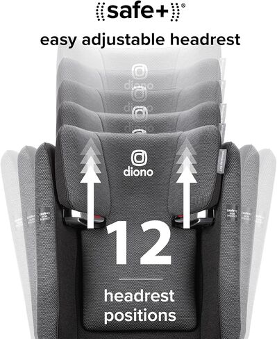 معزز Diono Monterey 6XT SafePlus عالي الظهر، ارتفاع وعرض قابلان للتعديل، مقاس نحيف، سهل التركيب، يناسب الأطفال بوزن 40-120 كجم. (بلاك جيت) in Kuwait
