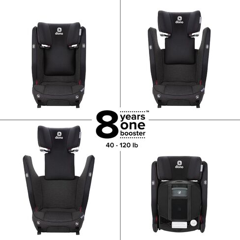 Diono Monterey 6XT SafePlus High-Back Booster, Adjustable Height and Width, Slim Fit, Easy Installation, Fits Children 40-120 lbs. (Black Jet) in Saudi Arabia