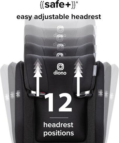 Diono Monterey 6XT SafePlus High-Back Booster, Adjustable Height and Width, Slim Fit, Easy Installation, Fits Children 40-120 lbs. (Black Jet) in Saudi Arabia