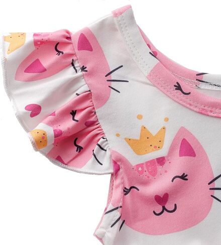 Toddler Girl Dresses Flutter Sleeve Summer Clothes School Outfit Girls Casual Swing Ruffle Dress 1-7 Years in Saudi Arabia