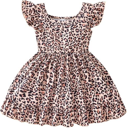 Toddler Girl Dresses Flutter Sleeve Summer Clothes School Outfit Girls Casual Swing Ruffle Dress 1-7 Years in Saudi Arabia
