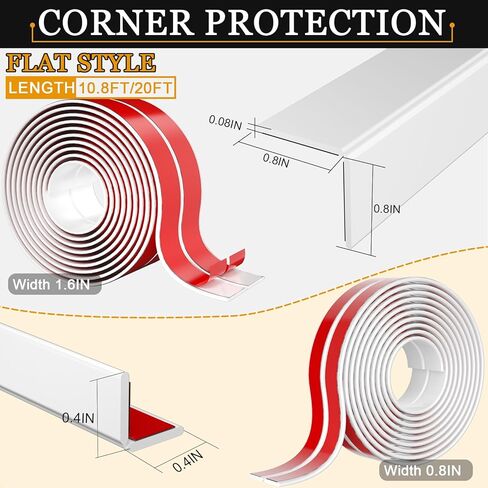 Wall Corner Protector Self-Adhesive Flexible – Durable Rubber, Furniture Edge Guard, Easy to Install, White, Prevents Wall Damage, Ideal for Home or Office Use in Kuwait