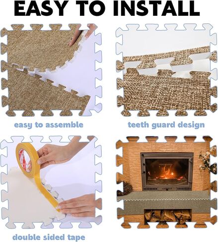 MABOZOO 12 Pcs Spliced Hearth Pad, 11.8"*11.8"*0.4" Wide Seat Edge Cushion Cuttable Fireplace Cushion Edge Protectors for Children Baby (Coffee) in Saudi Arabia