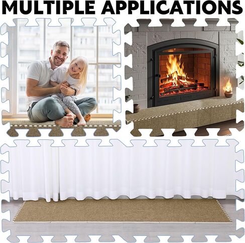 MABOZOO 12 Pcs Spliced Hearth Pad, 11.8"*11.8"*0.4" Wide Seat Edge Cushion Cuttable Fireplace Cushion Edge Protectors for Children Baby (Coffee) in Saudi Arabia