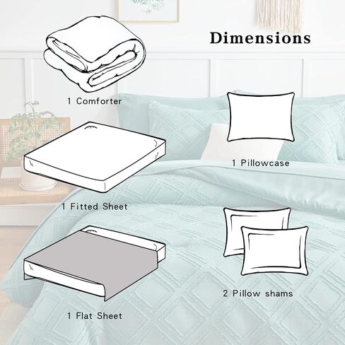 6 Pieces Tufted Bed in a Bag Twin Comforter Set with Sheets Blush Pink, Soft and Embroidery Shabby Chic Boho Bohemian, Luxury Solid with Diamond Pattern, Jacquard Tufts Bedding Set for Kids Girls in Saudi Arabia