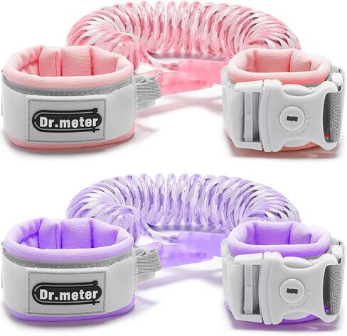 Dr.meter Toddler Leash, 2 Pack Safety Anti Lost Wrist Link with Key Lock, Reflective Child Walking Harness, 8.2ft Blue + 4.92ft Orange Kids Leash for Supermarket Mall Airport Amusement Park Zoo Travel in Kuwait