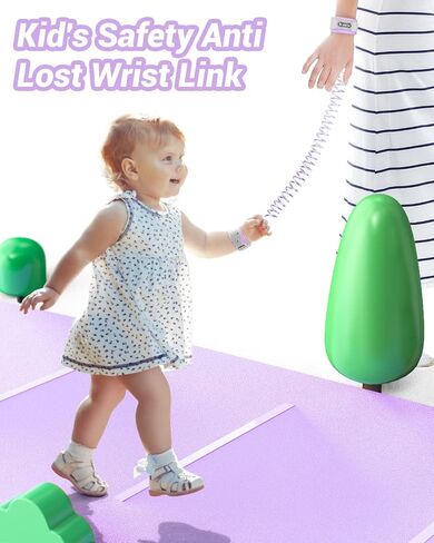 Dr.meter Toddler Leash, 2 Pack Safety Anti Lost Wrist Link with Key Lock, Reflective Child Walking Harness, 8.2ft Blue + 4.92ft Orange Kids Leash for Supermarket Mall Airport Amusement Park Zoo Travel in Kuwait
