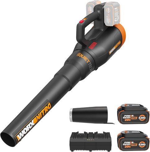 Worx 20V Cordless Leaf Blower WG545.1, Up to 120 MPH Air Speed, Long Nozzle Design for Narrow Spaces, Ideal for Indoor and Outdoor Cleaning, 9X Cleaning Attachments, Battery and Charger Included in Saudi Arabia