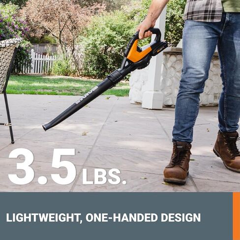 Worx 20V Cordless Leaf Blower WG545.1, Up to 120 MPH Air Speed, Long Nozzle Design for Narrow Spaces, Ideal for Indoor and Outdoor Cleaning, 9X Cleaning Attachments, Battery and Charger Included in Saudi Arabia