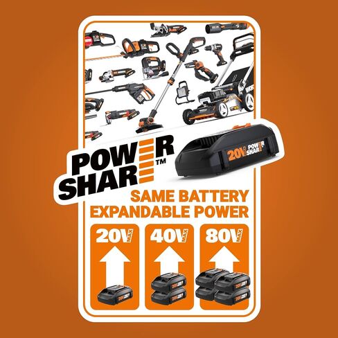 Worx 20V Cordless Leaf Blower WG545.1, Up to 120 MPH Air Speed, Long Nozzle Design for Narrow Spaces, Ideal for Indoor and Outdoor Cleaning, 9X Cleaning Attachments, Battery and Charger Included in Saudi Arabia