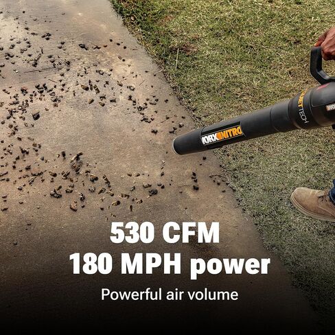 Worx 20V Cordless Leaf Blower WG545.1, Up to 120 MPH Air Speed, Long Nozzle Design for Narrow Spaces, Ideal for Indoor and Outdoor Cleaning, 9X Cleaning Attachments, Battery and Charger Included in Saudi Arabia