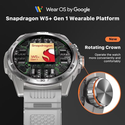 ساعة Ticwatch Atlas الذكية للرجال Android Wear OS ساعة ذكية خارجية 90 ساعة بطارية 110+ أوضاع للتمرين خريطة الحرارة كشف السقوط متتبع اللياقة البدنية الصحية 5ATM GPS بوصلة Android متوافق فقط in Saudi Arabia