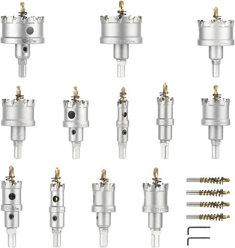 Sollar 14 PCS Hole Saw Set for Hard Metal with Titanium-Plated Pilot Drill bit for Metal Steel (Plastic Box 14pcs) in Saudi Arabia