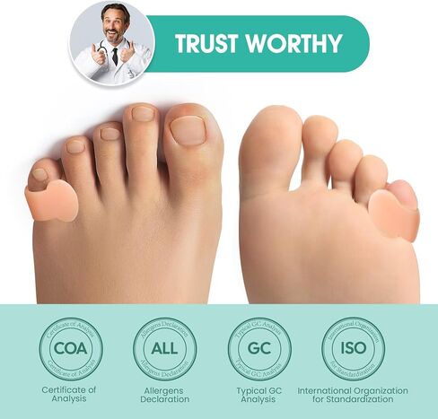 Welnove Toe Separator for Overlapping Toes - Toe Spacers for Bunions - Toe Corrector for Hammer Toes, Realign Crooked Toes - Preventing Rubbing Relieve Pressure -(3 Size, 6 Pack, Beige) in Saudi Arabia