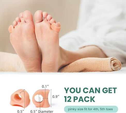 Welnove Toe Separator for Overlapping Toes - Toe Spacers for Bunions - Toe Corrector for Hammer Toes, Realign Crooked Toes - Preventing Rubbing Relieve Pressure -(3 Size, 6 Pack, Beige) in Saudi Arabia