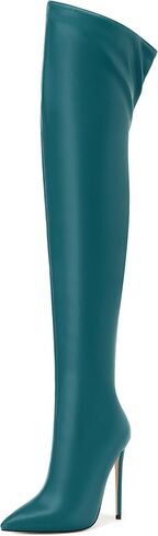 FEMSTEP Women's Over The Knee High Boots Pointed Toe 4.7 Inch Stiletto Thigh High Boots Long Side Zipper Sexy Trendy Comfortable Party Nightclub Fashion Event Dress Tall Booties in Saudi Arabia