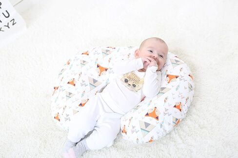 LAT Nursing Pillow and Positioner,Best for Mom Breastfeeding Pillow,100% Cotton Soft Fits Snug On Infant (Giraffe & Elephant) in Kuwait
