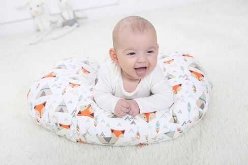 LAT Nursing Pillow and Positioner,Best for Mom Breastfeeding Pillow,100% Cotton Soft Fits Snug On Infant (Giraffe & Elephant) in Kuwait