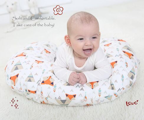 LAT Nursing Pillow and Positioner,Best for Mom Breastfeeding Pillow,100% Cotton Soft Fits Snug On Infant (Giraffe & Elephant) in Kuwait
