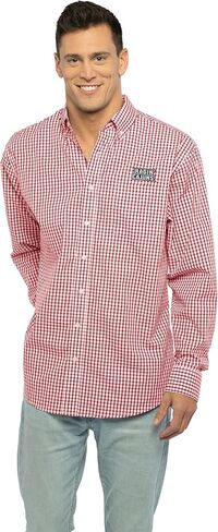 Vantage Apparel Men's Collegiate Easy-Care Long Sleeve Gingham Check Button Down Shirt, Wake Forest Demon Deacons, Black, X-Large in Saudi Arabia
