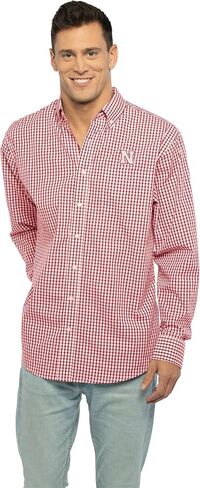Vantage Apparel Men's Collegiate Easy-Care Long Sleeve Gingham Check Button Down Shirt, Wake Forest Demon Deacons, Black, X-Large in Saudi Arabia