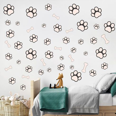 Dog Paw Print Stickers Glow in The Dark Wall Decals Pup Dog Room Decor Stickers Vinyl Dog Paw Bone Wall Decals Removable Animal Footprint Decal for Kids Boys Girls Bedroom Nursery Floor Ceiling Decor in Saudi Arabia