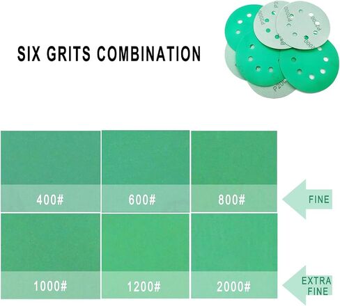 5 Inch 8 Holes Hook and Loop Sanding Discs,400/600/800/1000/1200/2000 Fine Grits Assortment, Sanding Film Replaces Sandpaper to Match Orbital Sanders for Wood,Metal and Automotive Paint. in Saudi Arabia