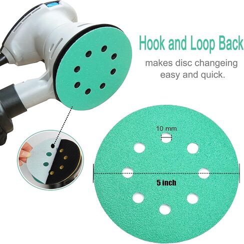 5 Inch 8 Holes Hook and Loop Sanding Discs,400/600/800/1000/1200/2000 Fine Grits Assortment, Sanding Film Replaces Sandpaper to Match Orbital Sanders for Wood,Metal and Automotive Paint. in Saudi Arabia