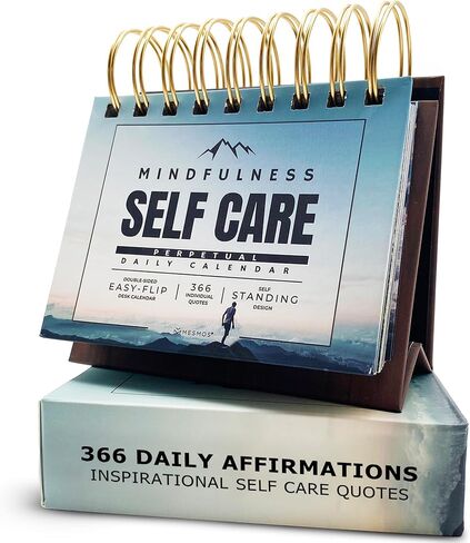 MESMOS Perpetual Desk Calendar with 366 Mindfulness Self Care Quotes, Cute Desk Accessories & Office Decor for Women, Relaxing & Inspirational Gifts for Women, Anxiety Relief Items, Desk Decorations in Kuwait