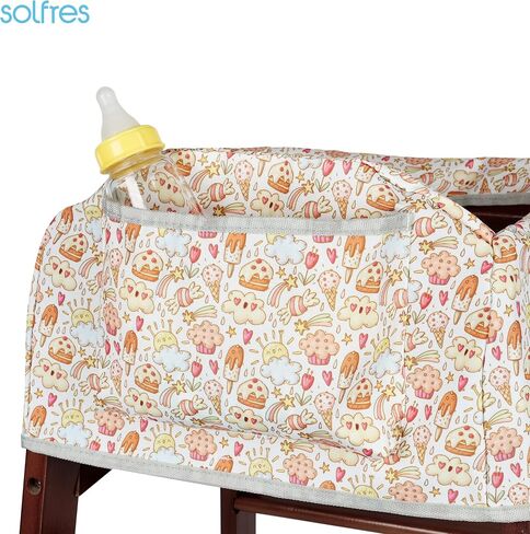 Dual-Belt Baby High Chair Cover, Upgrade Version, for Wooden or Restaurant High Chair, Sturdy and Robust Material, Waterproof Washable Stain and Slip Resistant, Gray Rainbow in Saudi Arabia