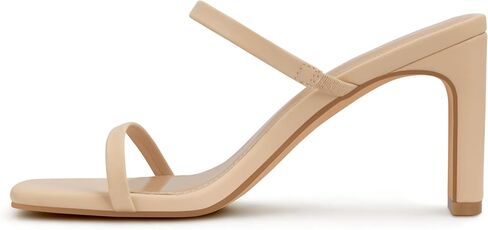 Carcuume Women's Square Toe Two Strap Open Toe Block Heels Sandals Slip On Shoes in Saudi Arabia