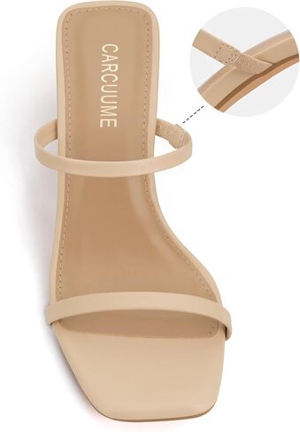 Carcuume Women's Square Toe Two Strap Open Toe Block Heels Sandals Slip On Shoes in Saudi Arabia