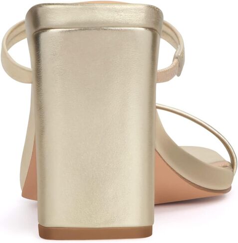 Carcuume Women's Square Toe Two Strap Open Toe Block Heels Sandals Slip On Shoes in Saudi Arabia