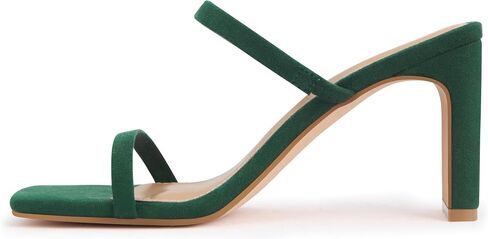 Carcuume Women's Square Toe Two Strap Open Toe Block Heels Sandals Slip On Shoes in Saudi Arabia