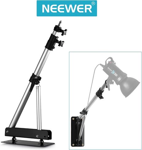 Neewer Wall Mounting Triangle Boom Arm for Photography Strobe Light, Monolight, Softbox, Umbrella, Reflector and Ring Light, Support 180 Degree Rotation, Max Length 4 Feet/125cm (Silver) in Saudi Arabia