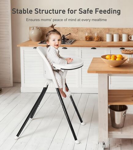 HAN-MM Foldable High Chair, One Click fold,Save Space, Detachable Double Tray, Infant Chair, Car Traveling, 3 in 1 Convertible, 3-Point Harness, Adjustable Footrest, Non-Slip Feet, Adjustable Legs in Saudi Arabia