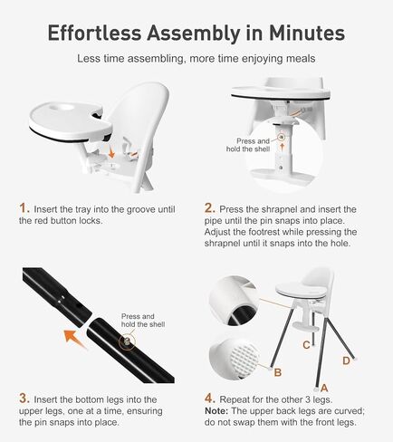 HAN-MM Foldable High Chair, One Click fold,Save Space, Detachable Double Tray, Infant Chair, Car Traveling, 3 in 1 Convertible, 3-Point Harness, Adjustable Footrest, Non-Slip Feet, Adjustable Legs in Saudi Arabia