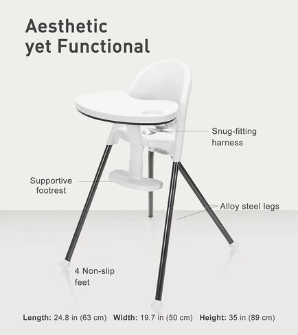 HAN-MM Foldable High Chair, One Click fold,Save Space, Detachable Double Tray, Infant Chair, Car Traveling, 3 in 1 Convertible, 3-Point Harness, Adjustable Footrest, Non-Slip Feet, Adjustable Legs in Saudi Arabia